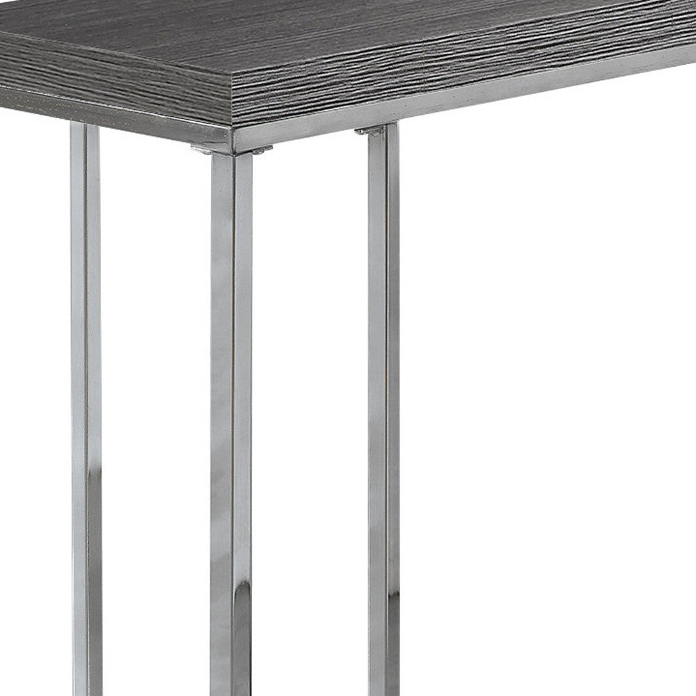 18.25" X 10.25" X 25.25" Grey Particle Board Metal  Accent Table