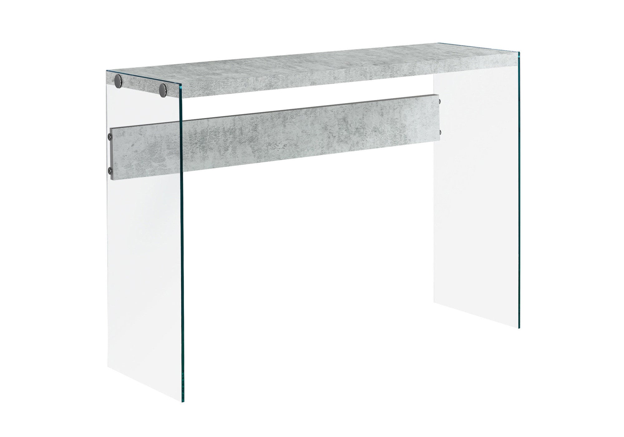 44" Gray And Clear Solid Console Table