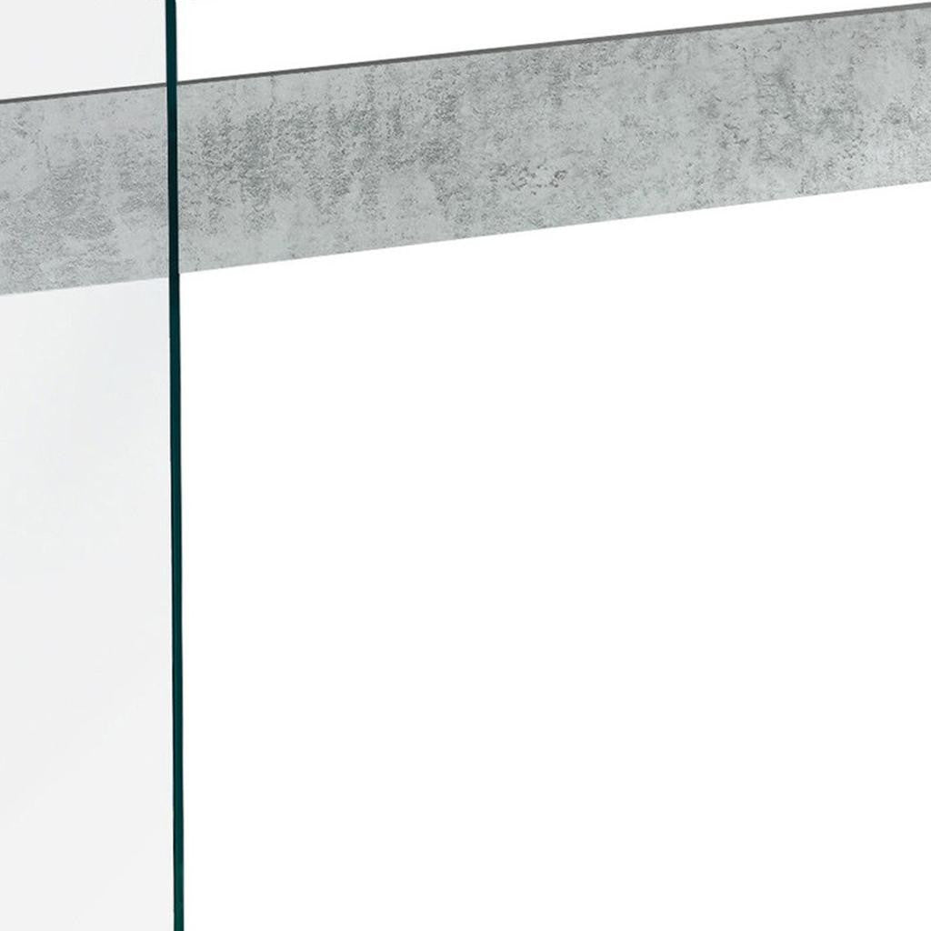 44" Gray And Clear Solid Console Table