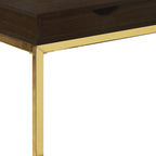 10.25" X 15.75" X 24.5" Cappuccino Finish And Gold Laminated Drawer Accent Table