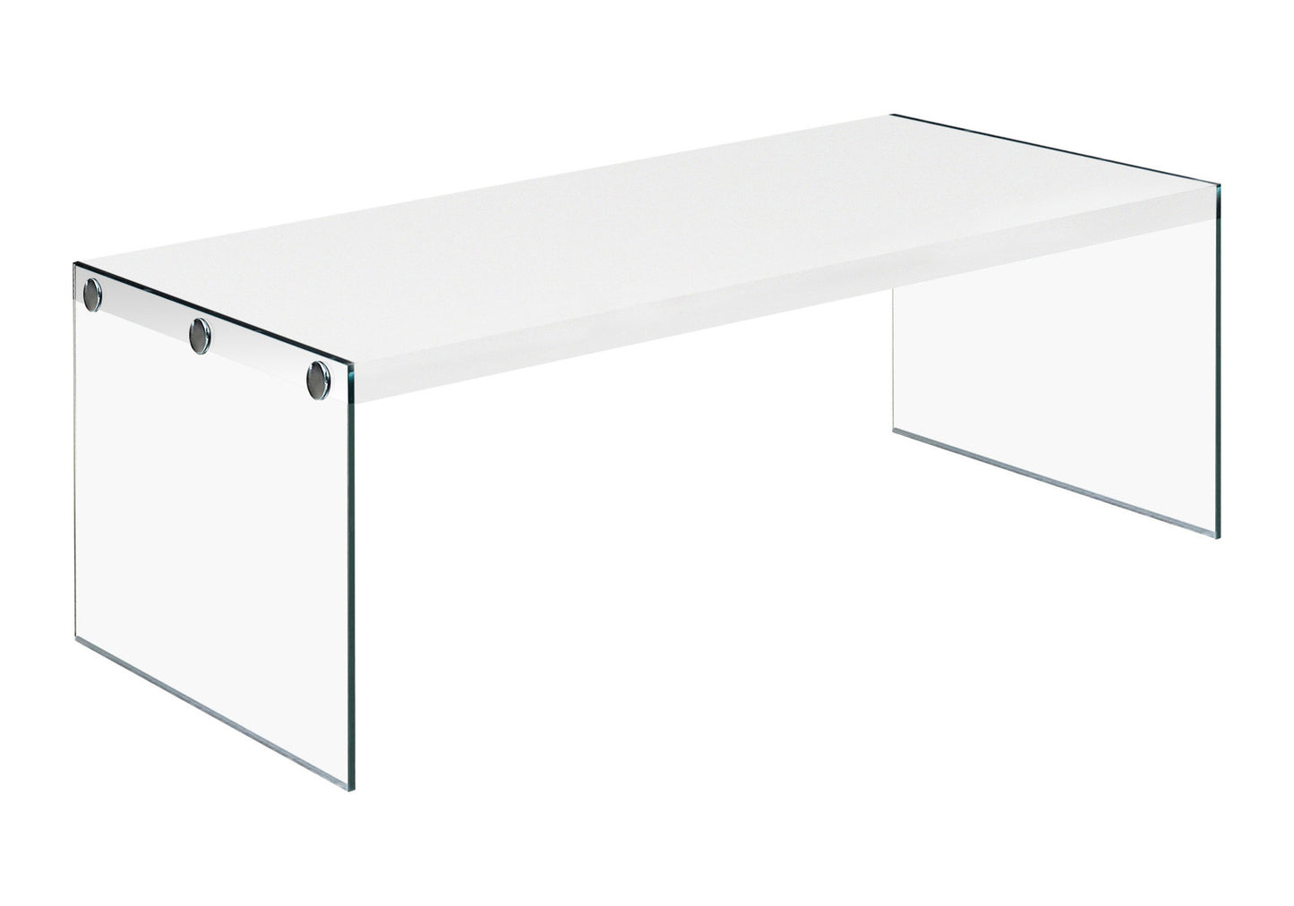 44" White And Clear Wood And Glass Coffee Table