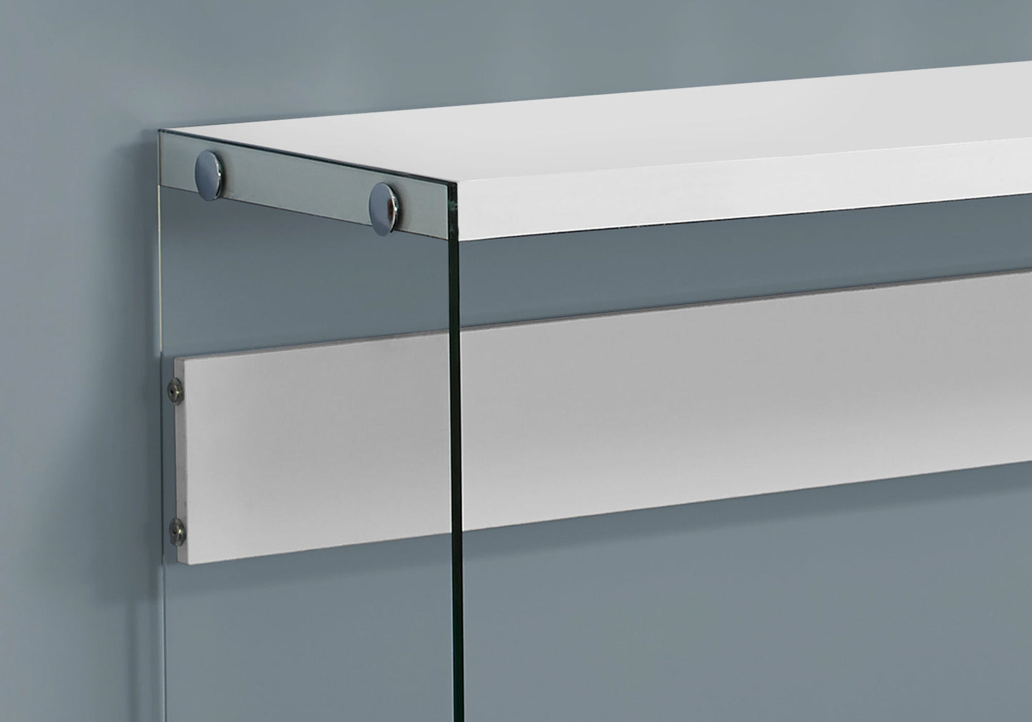 44" White and Clear Solid Console Table