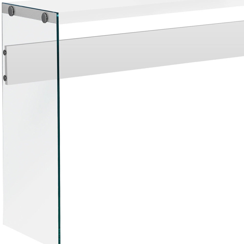 44" White and Clear Solid Console Table