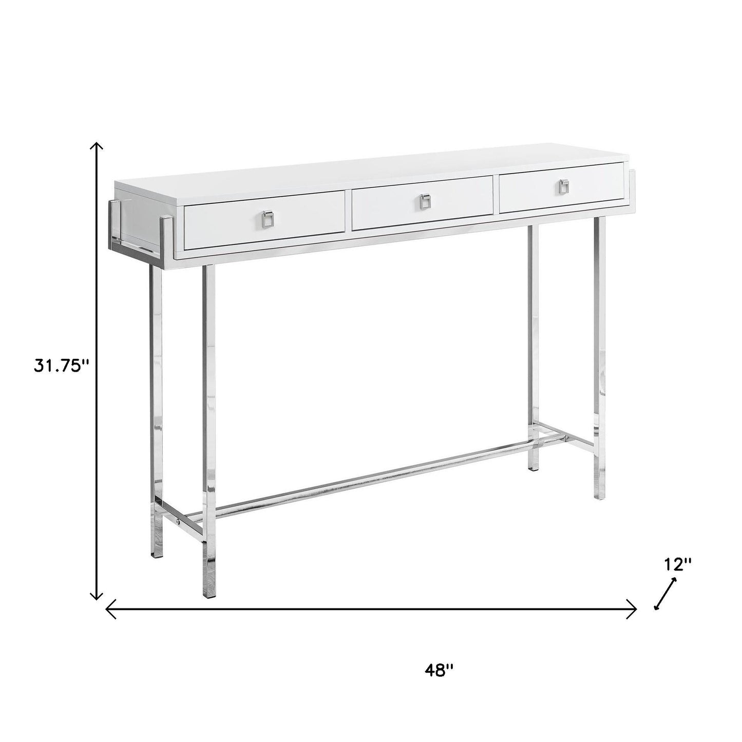 48" White and Silver Console Table And Drawers