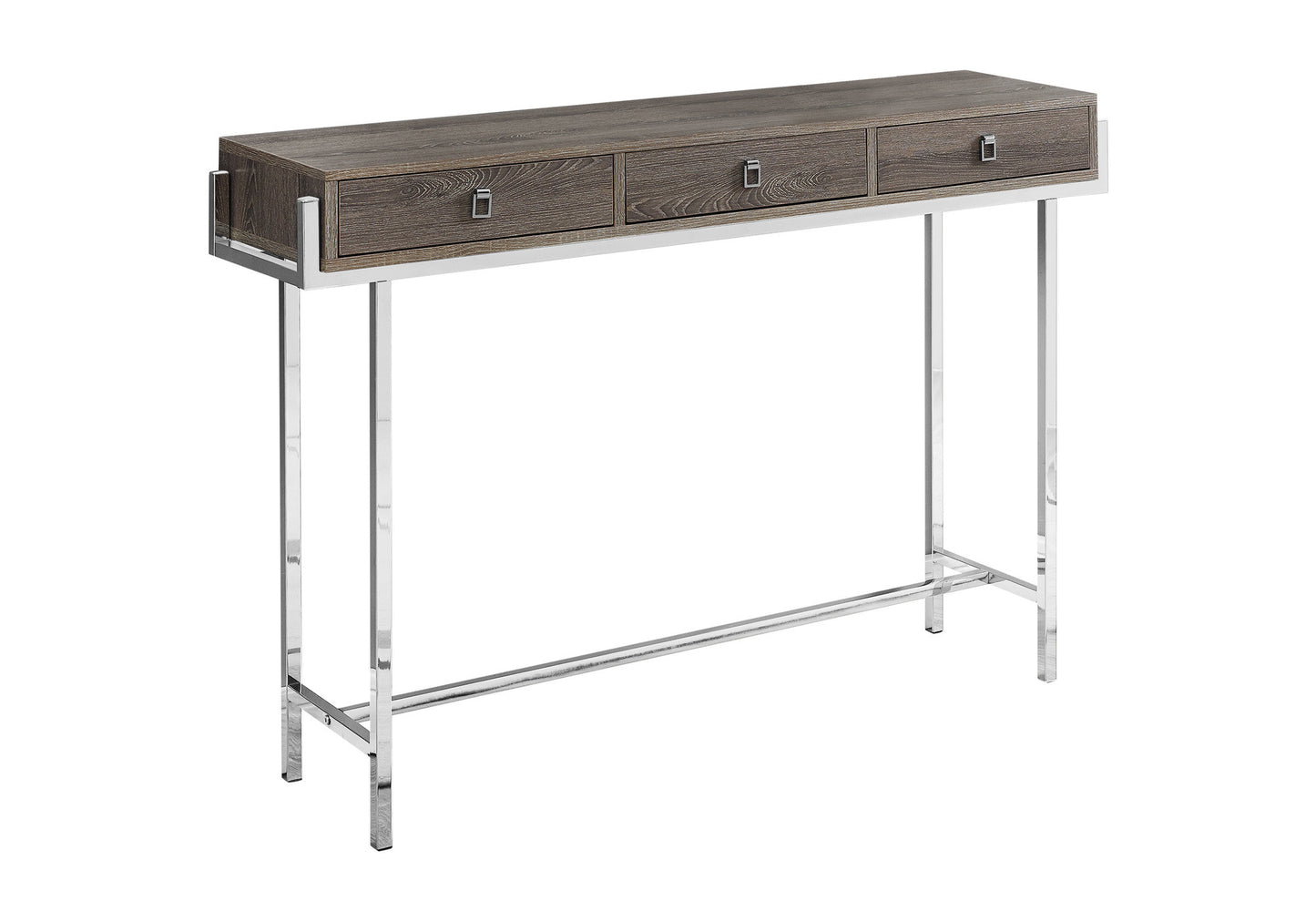48" Taupe and Silver Console Table And Drawers