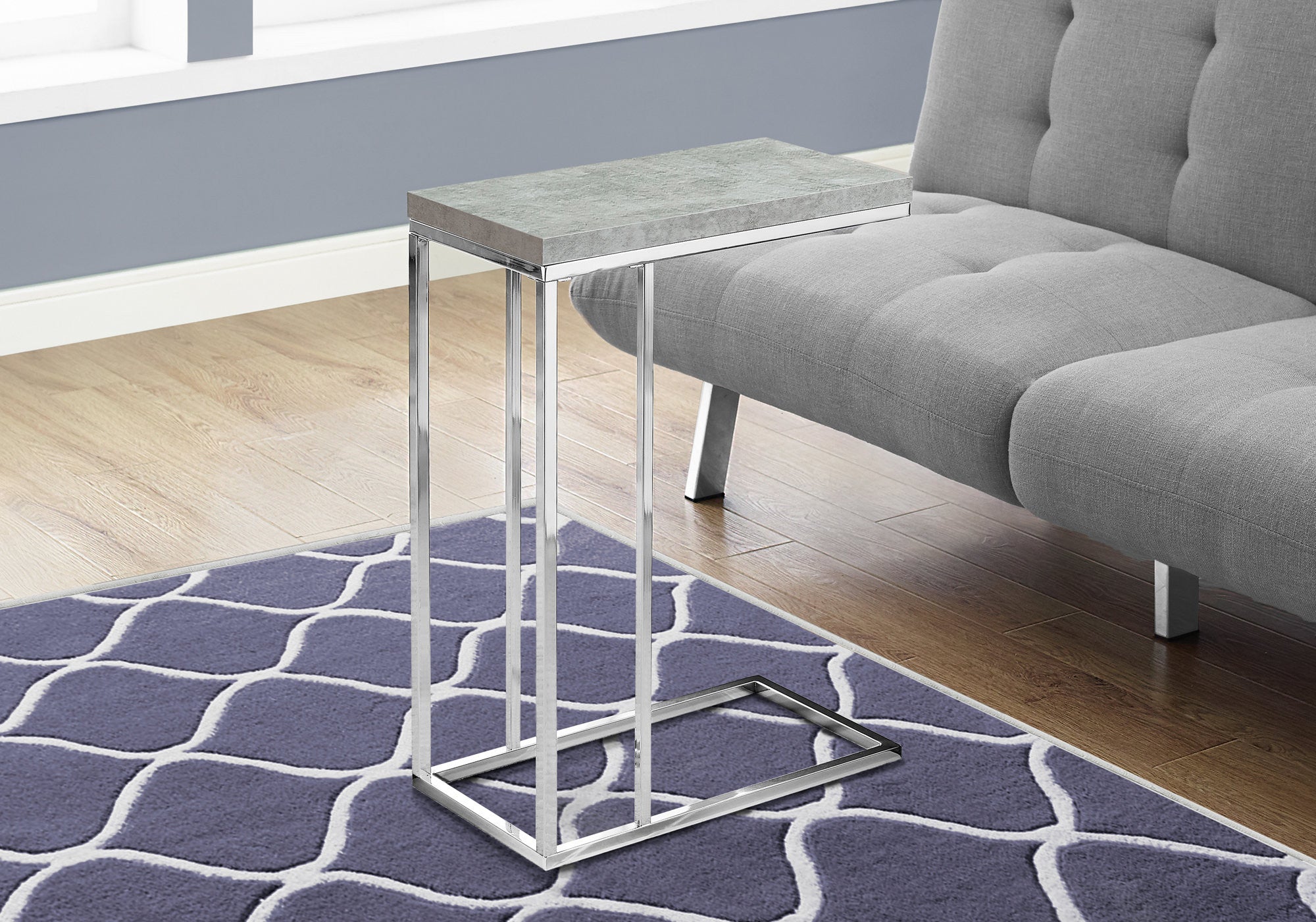 18.25" X 10.25" X 25.25" Grey Particle Board Metal  Accent Table