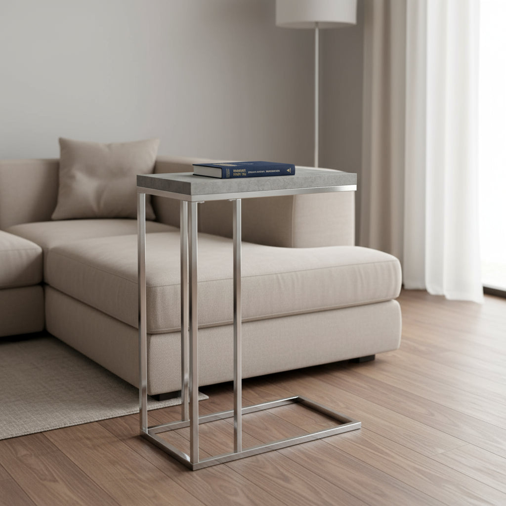 18.25" X 10.25" X 25.25" Grey Particle Board Metal  Accent Table