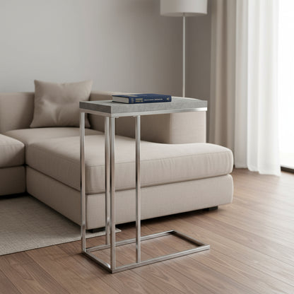 18.25" X 10.25" X 25.25" Grey Particle Board Metal  Accent Table