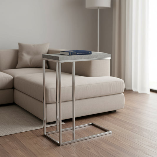 18.25" X 10.25" X 25.25" Grey Particle Board Metal  Accent Table