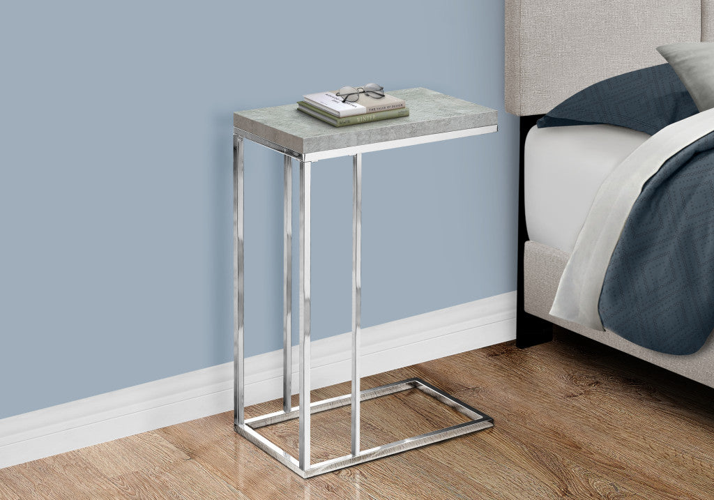 18.25" X 10.25" X 25.25" Grey Particle Board Metal  Accent Table