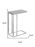 18.25" X 10.25" X 25.25" Grey Particle Board Metal  Accent Table