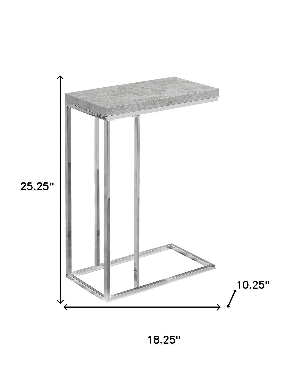 18.25" X 10.25" X 25.25" Grey Particle Board Metal  Accent Table