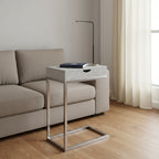 10.25" X 15.75" X 24.5" Grey Finish And Laminated Metal Accent Table