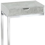 10.25" X 15.75" X 24.5" Grey Finish And Laminated Metal Accent Table