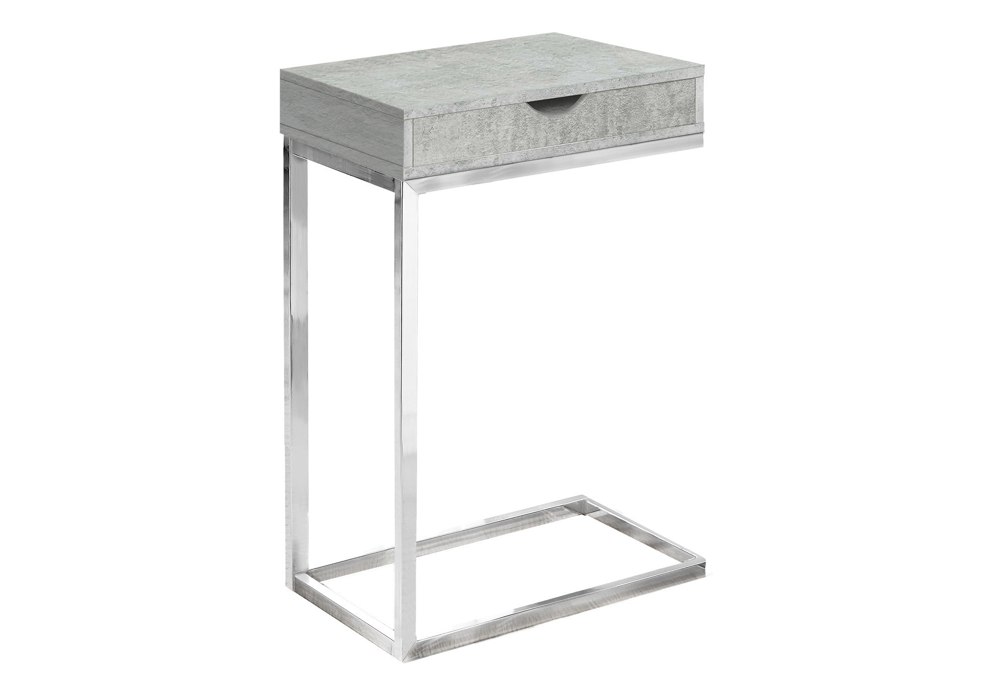10.25" X 15.75" X 24.5" Grey Finish And Laminated Metal Accent Table