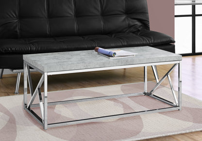 47" Gray And Silver Iron Coffee Table
