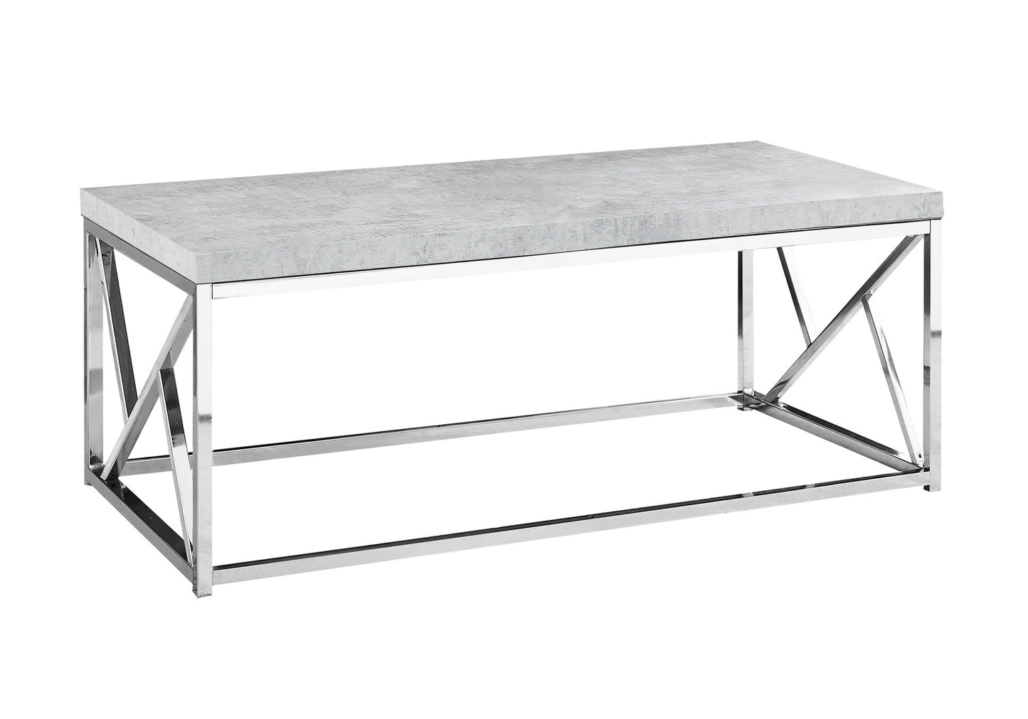 47" Gray And Silver Iron Coffee Table
