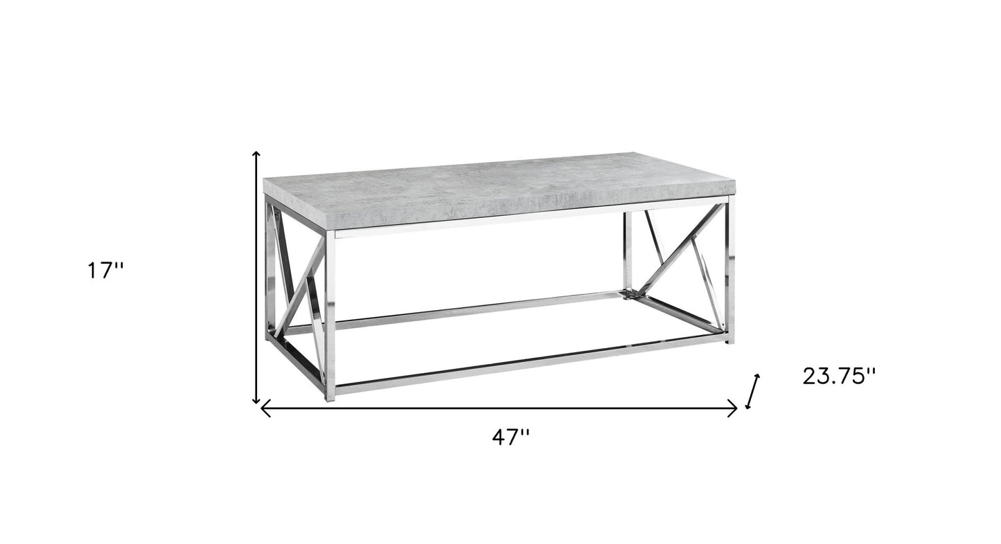 47" Gray And Silver Iron Coffee Table