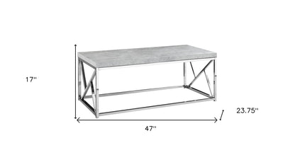 47" Gray And Silver Iron Coffee Table