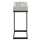 10.25" X 15.75" X 24.5" Grey Finish Drawer And Black Metal Accent Table