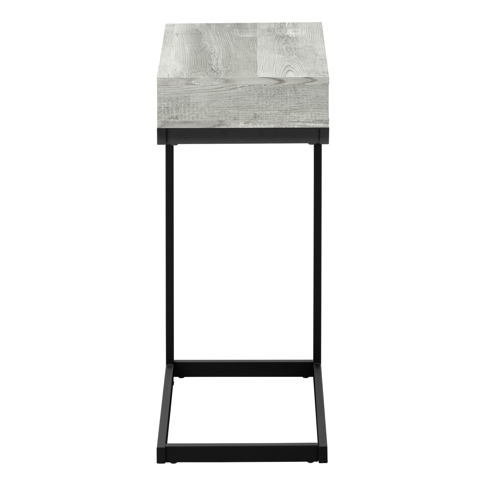 10.25" X 15.75" X 24.5" Grey Finish Drawer And Black Metal Accent Table