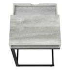 10.25" X 15.75" X 24.5" Grey Finish Drawer And Black Metal Accent Table