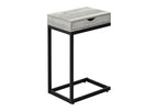 10.25" X 15.75" X 24.5" Grey Finish Drawer And Black Metal Accent Table