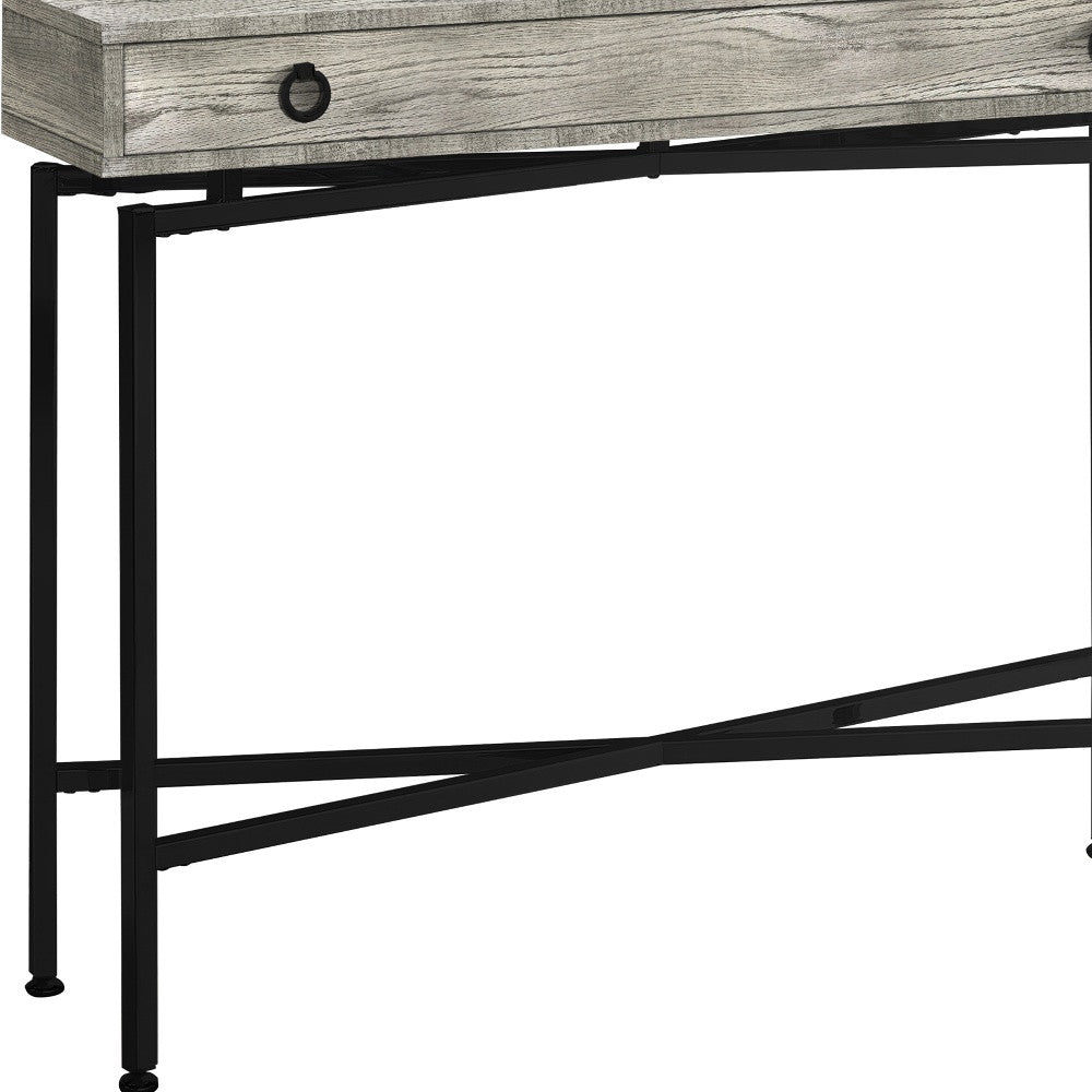 43" Gray And Black Cross Leg Console Table