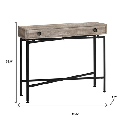 43" Taupe And Black Cross Leg Console Table