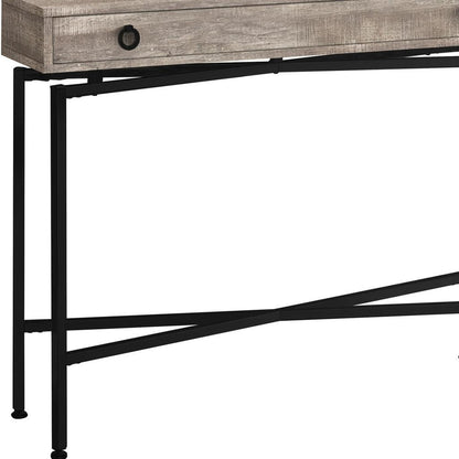 43" Taupe And Black Cross Leg Console Table