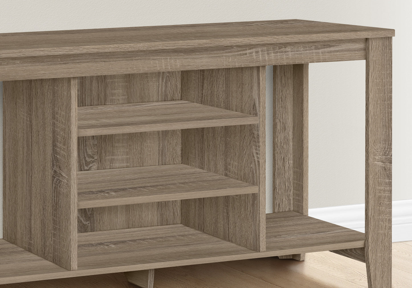48" Taupe Wood Open Shelving TV Stand