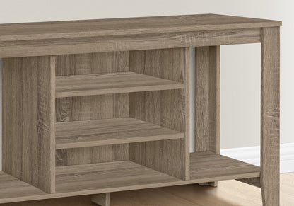 48" Taupe Wood Open Shelving TV Stand