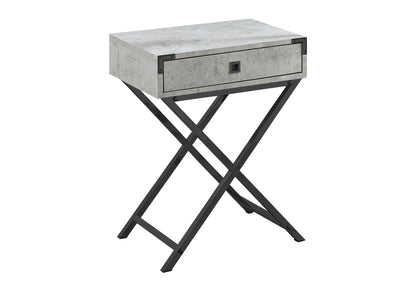 24" Black And Gray Wood And Metal End Table With Drawer