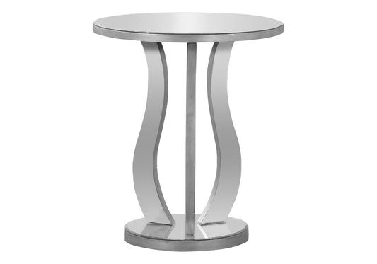 24" Silver Glass Round End Table