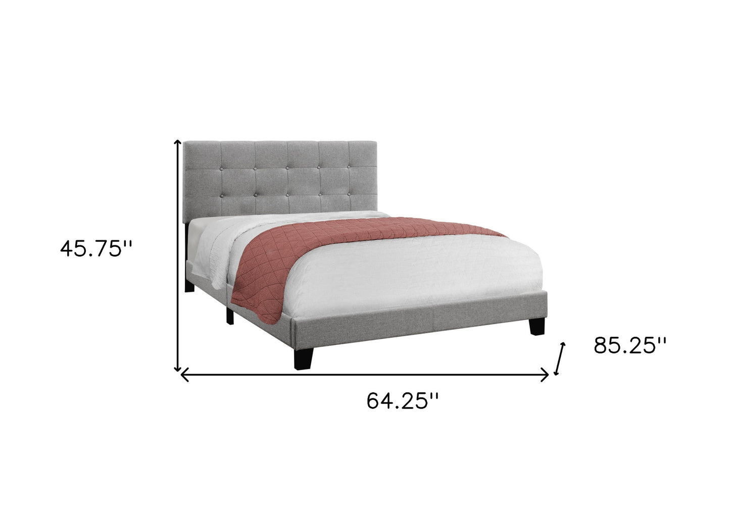 Gray Queen Tufted Upholstered Bed Frame