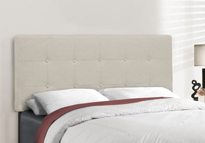 Beige Full Tufted Upholstered Bed Frame