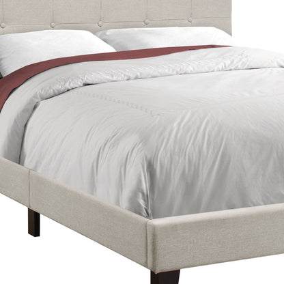Beige Full Tufted Upholstered Bed Frame
