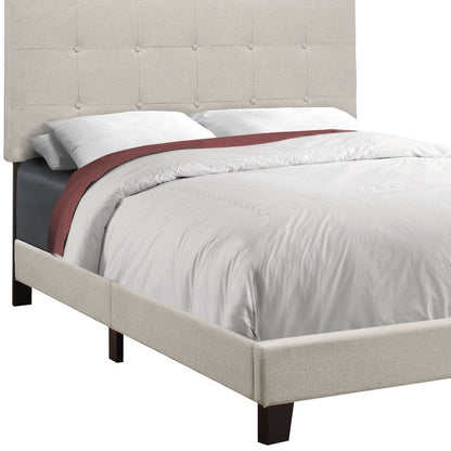Beige Full Tufted Upholstered Bed Frame