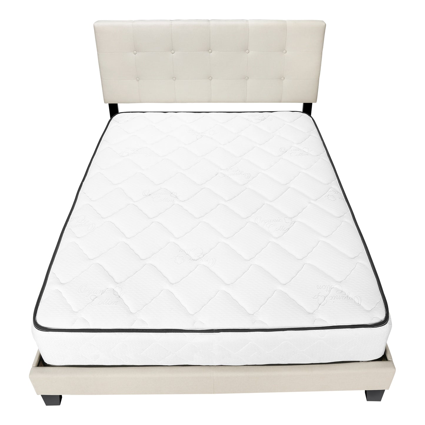 Beige Queen Upholstered Bed Frame