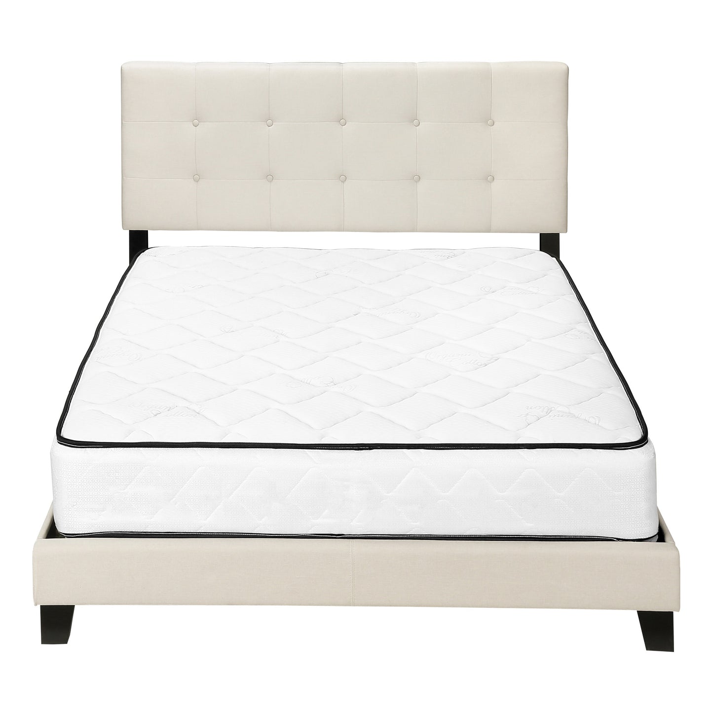 Beige Queen Upholstered Bed Frame