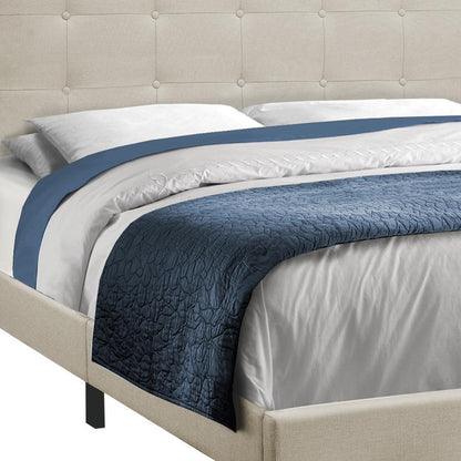 Beige Queen Upholstered Bed Frame