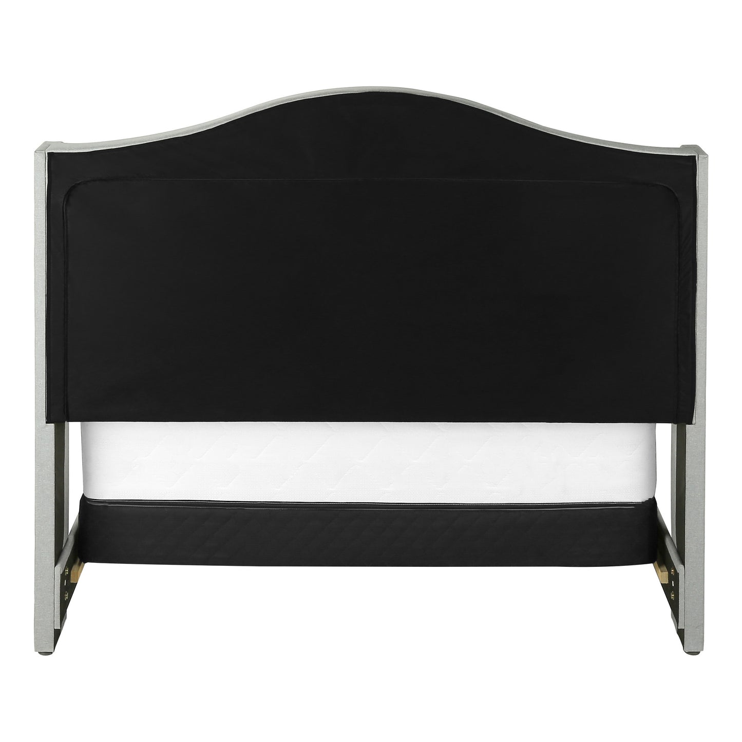 Light Gray and Gray Wood Tufted Upholstered Queen Bed Frame with Nailhead Trim