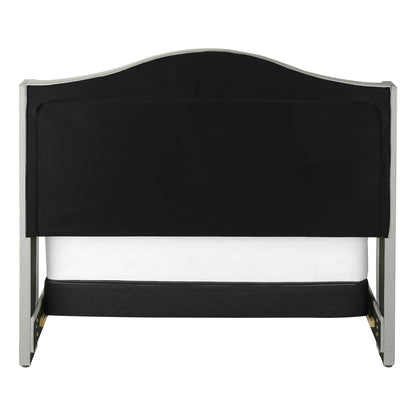 Light Gray and Gray Wood Tufted Upholstered Queen Bed Frame with Nailhead Trim