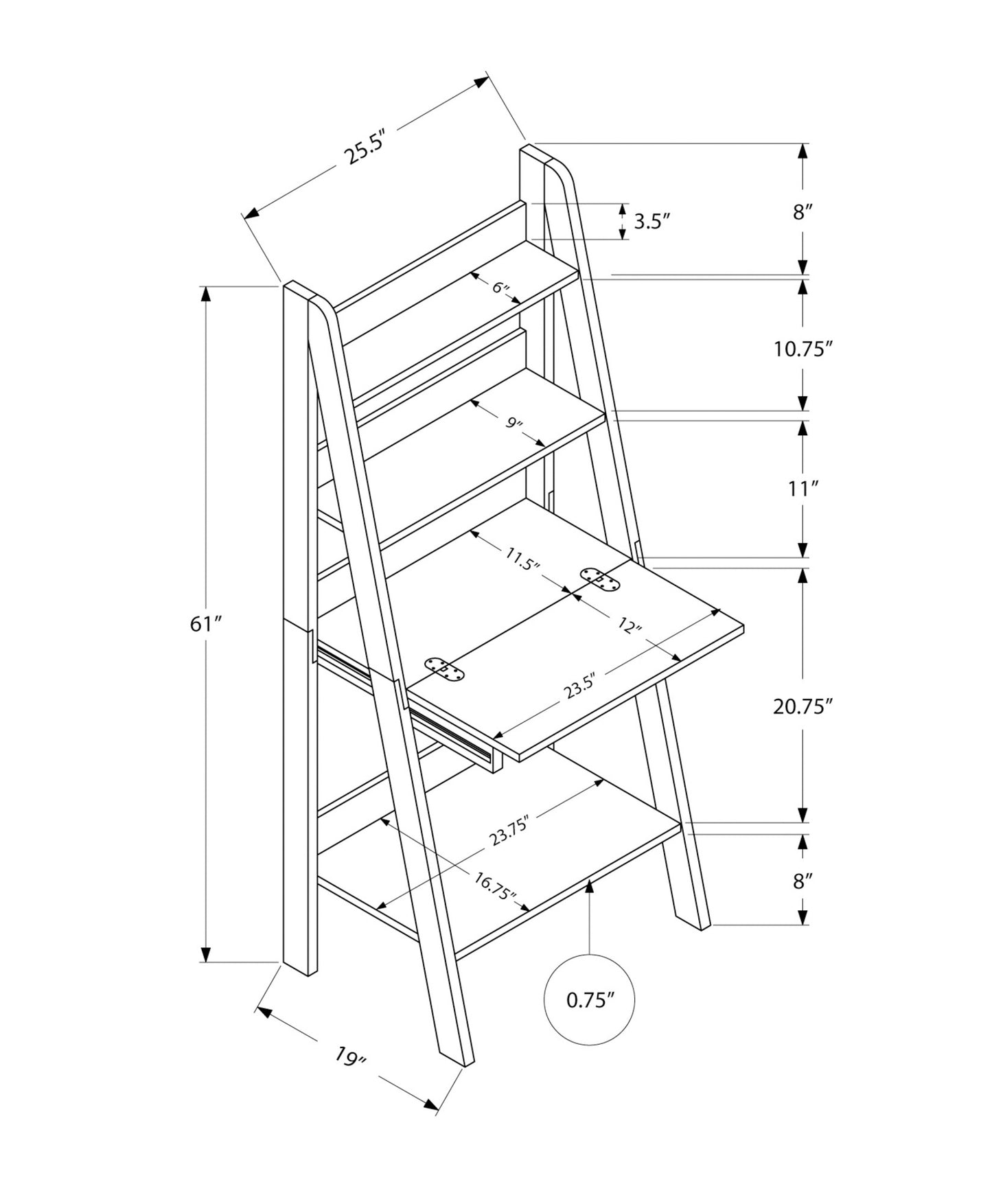 19" Espresso Ladder Desk