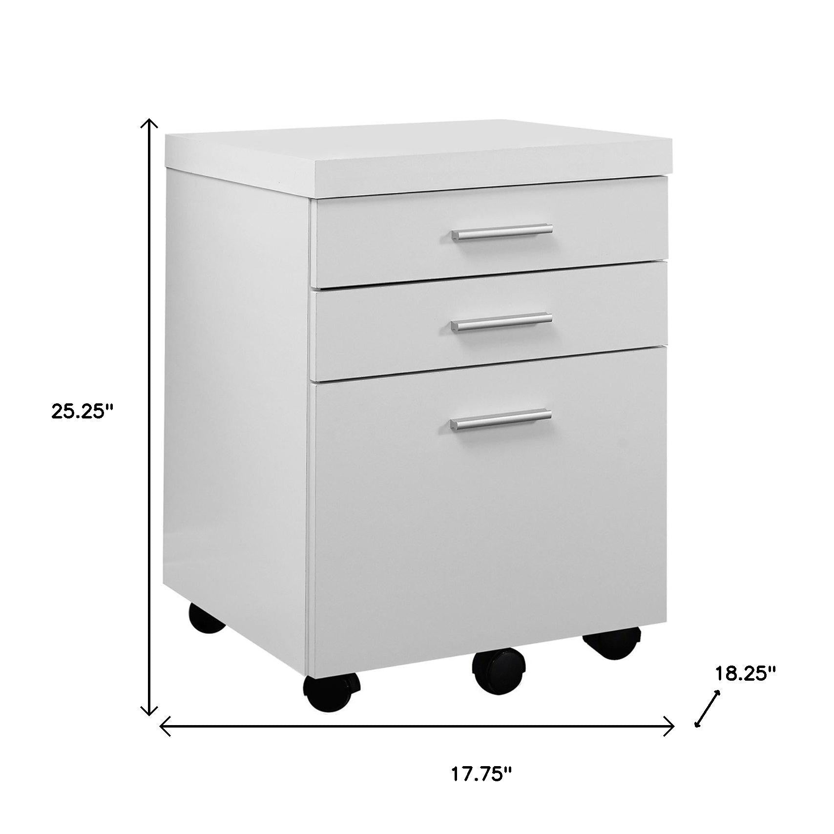 25" White Particle Board Filing Cabinet With Drawers