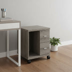 17.75" X 17.75" X 23" Dark Taupe Particle Board Hollow Core 2 Drawers  Office Cabinet