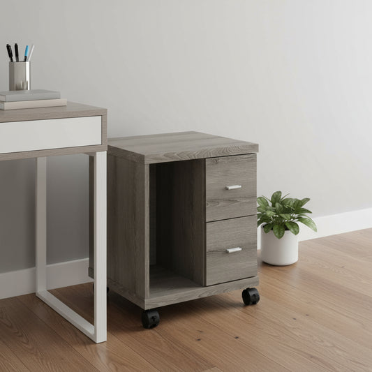 17.75" X 17.75" X 23" Dark Taupe Particle Board Hollow Core 2 Drawers  Office Cabinet