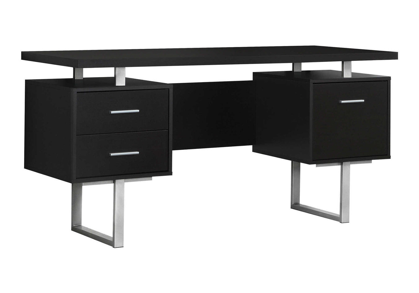 24" Black and Silver Computer Desk With Three Drawers