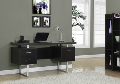 24" Black and Silver Computer Desk With Three Drawers