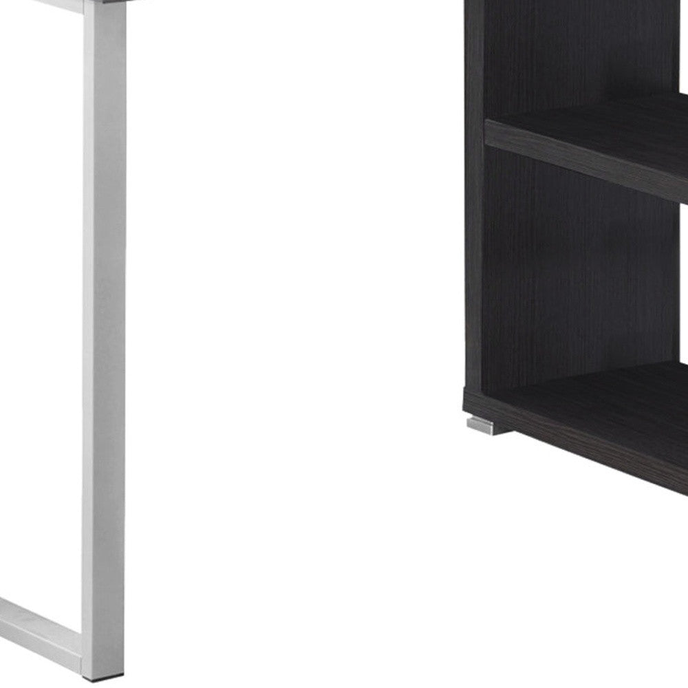 47" Gray and Silver L Shape Computer Desk With Three Drawers